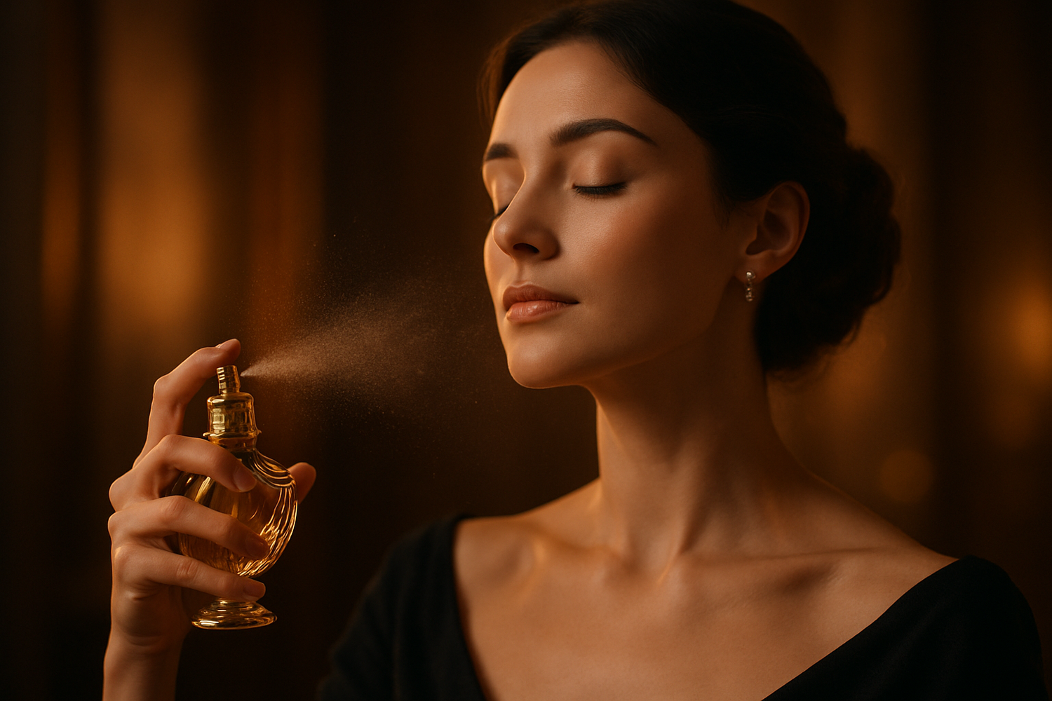 somebody spraying purfume